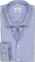 Seidensticker regular fit overhemd - blauw met wit gestreept - Strijkvrij - Boordmaat: 48