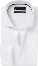 Michaelis slim fit overhemd - mouwlengte 7 - twill - wit - Strijkvrij - Boordmaat: 39