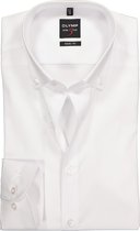 OLYMP Level 5 body fit overhemd - wit met button-down kraag - Strijkvriendelijk - Boordmaat: 43
