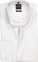 OLYMP Level 5 body fit overhemd - smoking overhemd - wit structuur met Kent kraag - Strijkvriendelijk - Boordmaat: 38