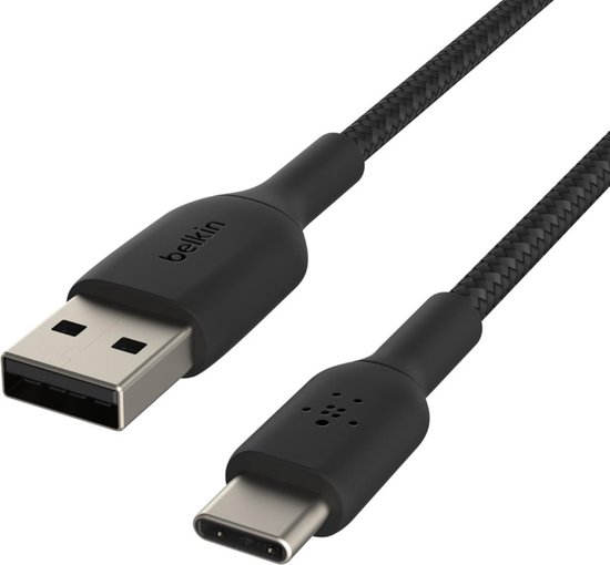Belkin Braided USB-C naar USB-A kabel - 1m - zwart
