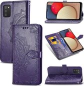 Voor Samsung Galaxy A03S Mandala Bloem Reliëf Horizontale Flip Lederen Case met Houder & Drie Kaartsleuven & Portemonnee & Lanyard (Paars)