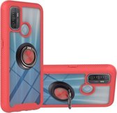 Voor OPPO A53 Sterrenhemel Effen Kleur Serie Schokbestendige PC + TPU Beschermhoes met Ring Houder & Magnetische Functie (Rood)