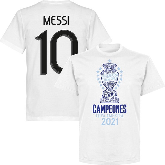 Argentinië Copa America 2021 Winners Messi 10 T-Shirt - Wit - 3XL