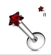 Helix piercing ster rood zirkonia chirurgisch staal 1.2mm 6mm 3mm