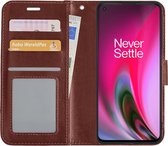 OnePlus Nord 2 Case Bookcase - OnePlus Nord 2 Cover Flip Case Book Cover - OnePlus Nord 2 Cover Book Case - Marron