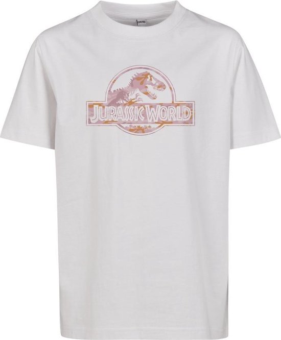Urban Classics Jurassic Park Kinder Tshirt -Kids Jurassic World Logo Wit