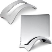 kalibri verticale laptopstandaard voor MacBook - Houten standaard voor laptops - Docking station - Verstelbaar voor laptops tot 2,6 cm dikte - Zilver