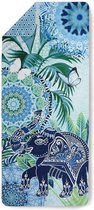 Lichtgewicht Reishanddoek - Sporthanddoek - Strandlaken - 3 in 1 - 75x180cm - 100% Zacht Polyvelvet - Blauw Olifant