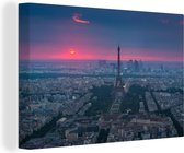 Canvas Schilderij Parijs - Lucht - Donker - 60x40 cm - Wanddecoratie