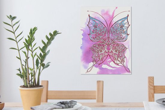 Canvas schilderij 30x40 cm - Wanddecoratie Vlinder - Kunst - Schilderij - Muurdecoratie woonkamer - Slaapkamer decoratie - Kamer accessoires - Schilderijen op canvas
