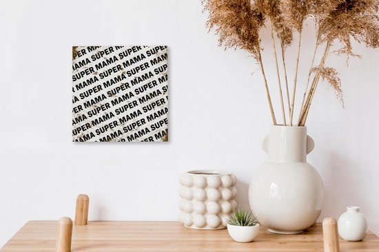 Peintures sur Toile Cadeau Mère - Super Maman - Vintage - 20x20 cm - Décoration murale