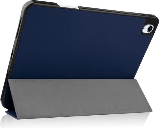 Étui pour iPad Air 2020, étui portefeuille, étui à trois volets avec découpe pour Apple Pencil - Étui pour iPad Air 4 2020, étui Bookcase - Bleu foncé
