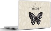 Laptop sticker - 15.6 inch - Vlinder - Quotes - Spreuken - 'Welcome home' - 36x27,5cm - Laptopstickers - Laptop skin - Cover