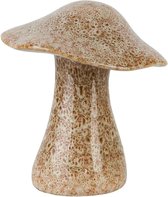 Paddenstoel Beeldje - Herfstdecoratie - Glazed Beige - 20cm - Aardewerk