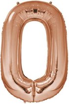 folieballon cijfer "0" 92 cm aluminium ros√© goud