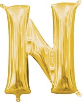 folieballon letter N 22 x 33 cm goud