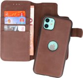 BAOHU - Uitneembare Leder Book Case - Echt Lederen Hoesje - Portemonnee Telefoonhoesje - Geschikt voor iPhone 11 - Mocca