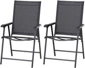 Medina Pace Tuinstoelen - Klapstoelen - Set Van 2 - Armleuningen - Campingstoel - Metaal - Zwart - 58 x 64 x 94 cm