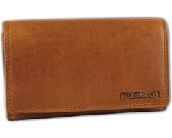 HillBurry Leren Dames Portemonnee – Overslag Model – Veel Ruimte voor Pasjes – Bruin