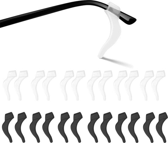 MMOBIEL 12 paires de MMOBIEL en Siliconen - crochets pour lunettes - Zwart et transparent