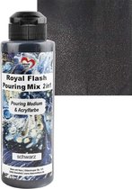 Acrylverf - Zinaps Royal Flash Gietmix 2in1 | Gieten Medium & Metallic Acrylic-verf met glitter-effect | 180 ml | Geen verdere mengen met vloeistof, medium of siliconenolie vereist (zwart) (W