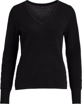 Vila Trui Vichassa V-neck L/s Knit Top - Noos 14063201 Black Dames Maat - XS