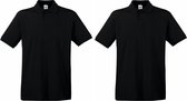 2-Pack maat 2XL zwart poloshirt premium van katoen voor heren - katoen - 180 grams - polo t-shirts