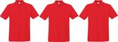 3-Pack maat M rood polo shirt premium van katoen voor heren - Polo t-shirts voor heren