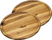 2x stuks houten serveerborden/pizzaborden rond 32 cm - Pizzaborden/serveerborden van hout