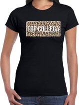 Top collega cadeau t-shirt met panter print - zwart - dames - verjaardag kado / bedankje / cadeau shirt XL