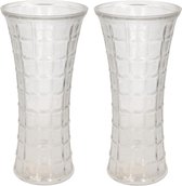 Set van 2x stuks bloemenvazen van glas 14 x 30 cm - Glazen transparante vazen