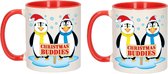 2x stuks kerst mokken / bekers - 300 ml - keramiek - Christmas buddies