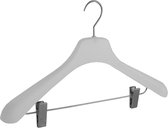 De Kledinghanger Gigant - 5 x Mantel / kostuumhanger kunststof frosted met schouderverbreding en anti-slip knijpers, 45 cm