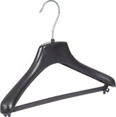 De Kledinghanger Gigant - 20 x Kinderhanger kunststof zwart met schouderverbreding en broeklat, 30 cm