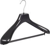 De Kledinghanger Gigant - 20 x Mantel / kostuumhanger kunststof zwart met schouderverbreding en broeklat, 42 cm