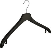 De Kledinghanger Gigant - 130 x Mantel / kostuumhanger kunststof zwart met anti-slip op schouderverbreding, 44 cm
