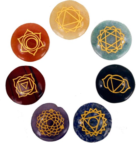 Set van 7 Chakra Symbolen Edelstenen