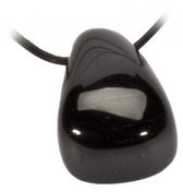 Onyx zwart A trommelsteen hanger geboord - 2.5-3.5 cm - S