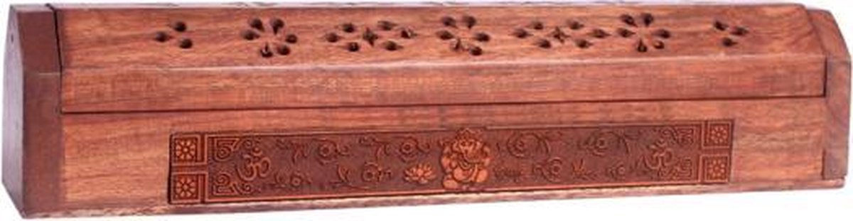 Goedkoopste Wierookstokjes brander en bewaardoos Ganesh - 31x5.5x6 - Hout