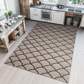 Tapiso Floorlux Vloerkleed Woonkamer Slaapkamer Donkerbruin Creme Trendy Eyecatcher Praktisch Modern Duurzaam Hoogwaardig Tapijt Maat – 200x290