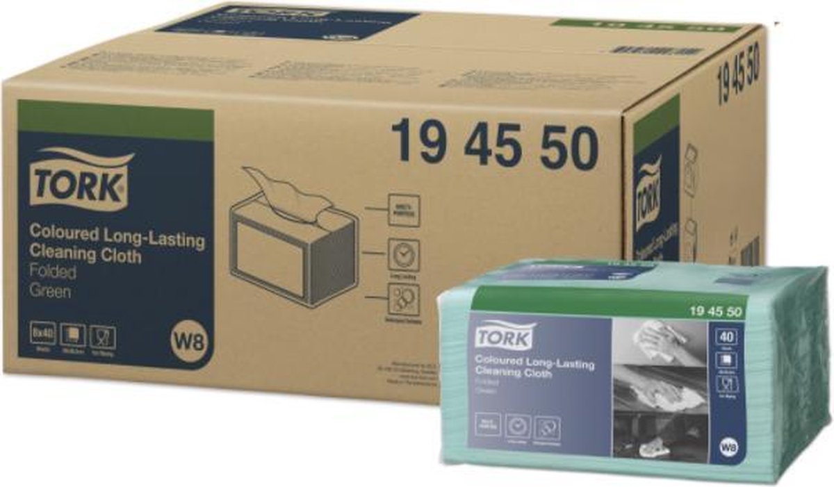 Goedkoopste Reinigingsdoek Tork Long lasting W8 multifunctioneel groen 194550