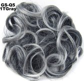 Haar Wrap, Brazilian hairextensions knotje zwart / grijs 1TGray 1#