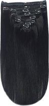 Remy Human Hair extensions Double Weft straight 16 - zwart 1#