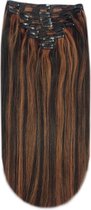 Remy Human Hair extensions Double Weft straight 16 - zwart / rood 1B/30#