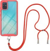 Voor Samsung Galaxy A51 / A515 Sterrenhemel Effen Kleur Serie Schokbestendige PC + TPU Beschermhoes met Nekband (Rood)