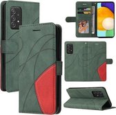 Voor Samsung Galaxy A52 5G/4G Dual-color Splicing Horizontale Flip PU Lederen Case met Houder & Kaartsleuven & Portemonnee (Groen)