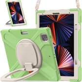 Siliconen + pc-beschermhoes met houder en schouderriem voor iPad Pro 12.9 2021 (Matcha Green)