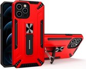 War-god Armor TPU + PC Schokbestendige magnetische beschermhoes met opvouwbare houder voor iPhone 12 Pro (rood)