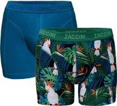 Zaccini - Heren Boxershorts - 2 pack - Tropical - Blauw